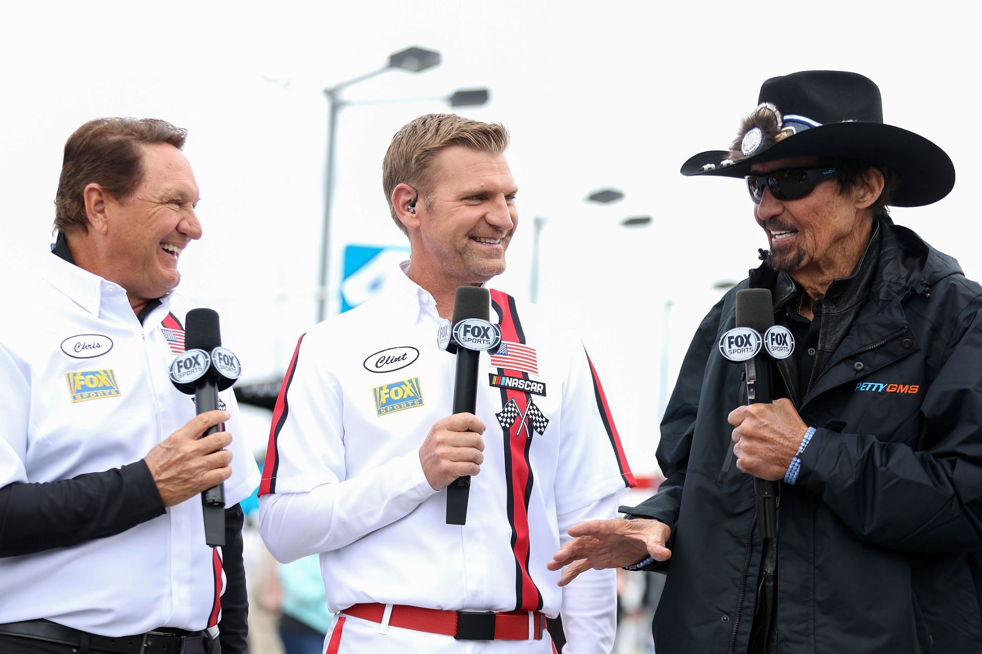 Richard Petty (R) speaks to Fox Sports broadcasters during the 2022 NASCAR Cup Series Goodyear 400 at Darlington - Source: Getty